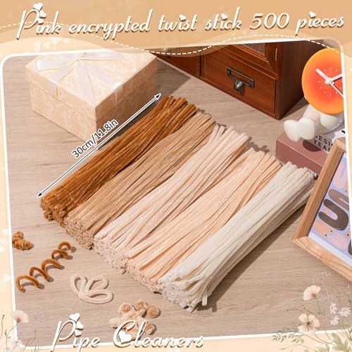 Image of Peryiter 500pcs Pipe Cleaner Craft Pack, Boho Color, 12 Inch