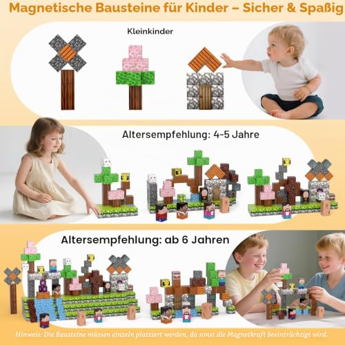 Gryxpox Magnetische Bausteine, Magnetbausteine mit Abenteuerwelt, Magnetfliesen für Kinder ab 3–8 Jahre, STEM-Sensorikspielzeug… – Ansicht 5