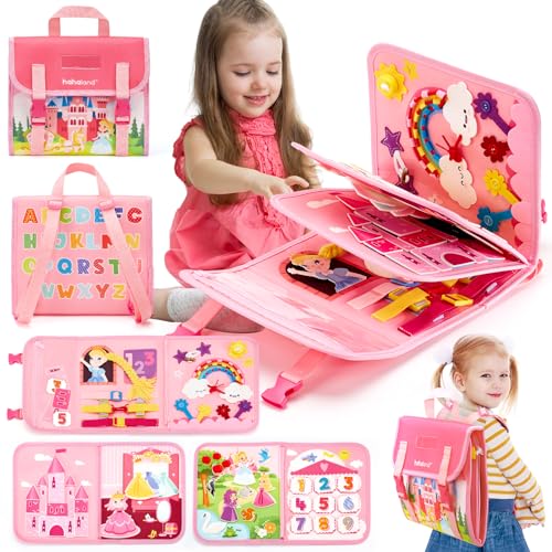 Hahaland CF-TBB08 Montessori Toys For Ages 2-4, Busy Board 1-4 Year Old Girl Birthday Gift 17 In 1 Preschool Learning Activities cover