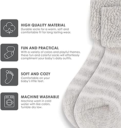 Rising Star Baby Socks for Boys & Girls - Newborn to 12 Months - Thick Cotton Terry Cuff Socks2