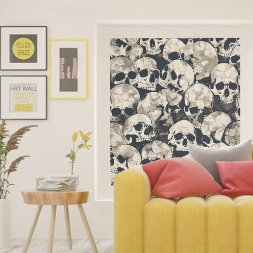 Vinilo Decorativo de Calavera Gótica en Acuarela 27.6x47.2 in miniatura 6