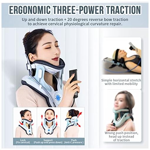 Twinklepoch Cervical Neck Traction Device, Electric Air Pump Cervical Traction Device with 3 Power Traction and 8 Built-in Airbag Support, Neck Pain Relief and Relaxation - Image 4