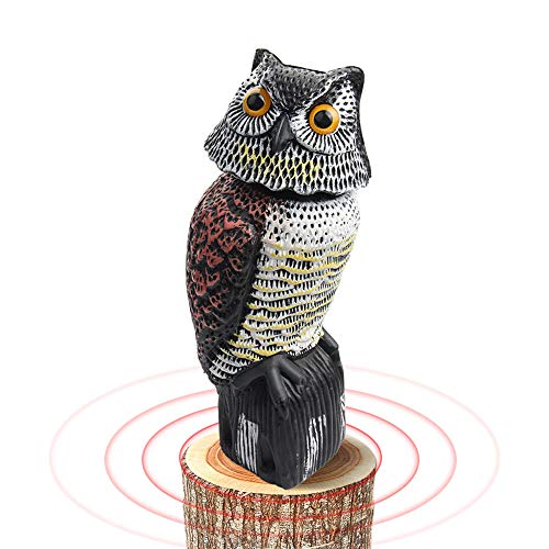 Preisvergleich Produktbild WINWEND Vogelschreck, Taubenabschreckung, falsche Eule, Lockvogel, Statue mit rotierendem Kopf, realistische Garten-Eule, Vogelscheuche, Vogelschreck, Garten, Hof, Outdoor-Dekoration (15 x 15 x 38 cm)