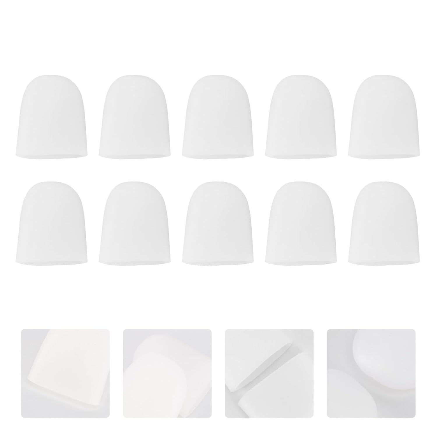 10pcs Silicone Toe Sleeve Protector Small White Closed End for Relief