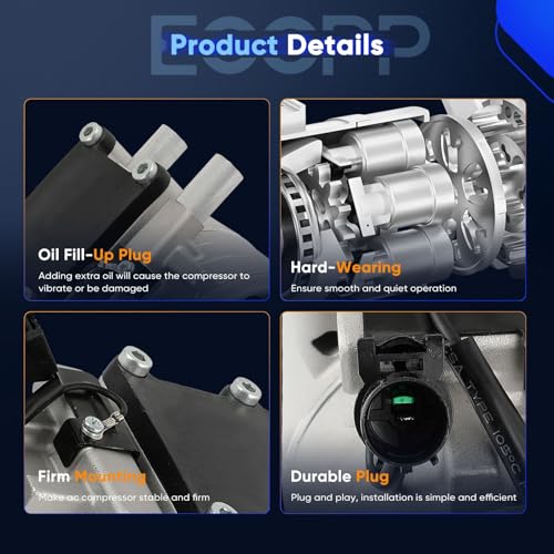 Image of ECCPP A /C Compressor with Clutch 1999-2000 Fit for Hyundai Elantra 2.0L 1998 Fit for Hyundai Elantra 1.8L AC Compressor