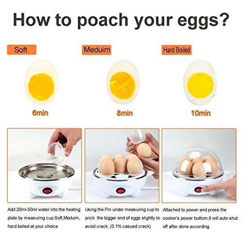 J-Jati Egg Boiler, Electric Egg Boiler, Soft, Medium, Or Hard Boiled Eggs, Measuring Cup Included, Steamer Boiler 7 Hard Egg Capacity, Automatic Shut Off, White #TOP4