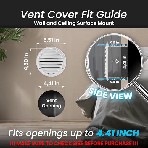 Image of Repa Market 4'' Inch (Opening Dimensions) White Vent Covers - Pack of 2 - Metal Round Soffit Vent - Air Vent Louver - Built-in Screen Mesh - HVAC Ventilation Grille - 5.5 inch Inch (Outer Dimensions)