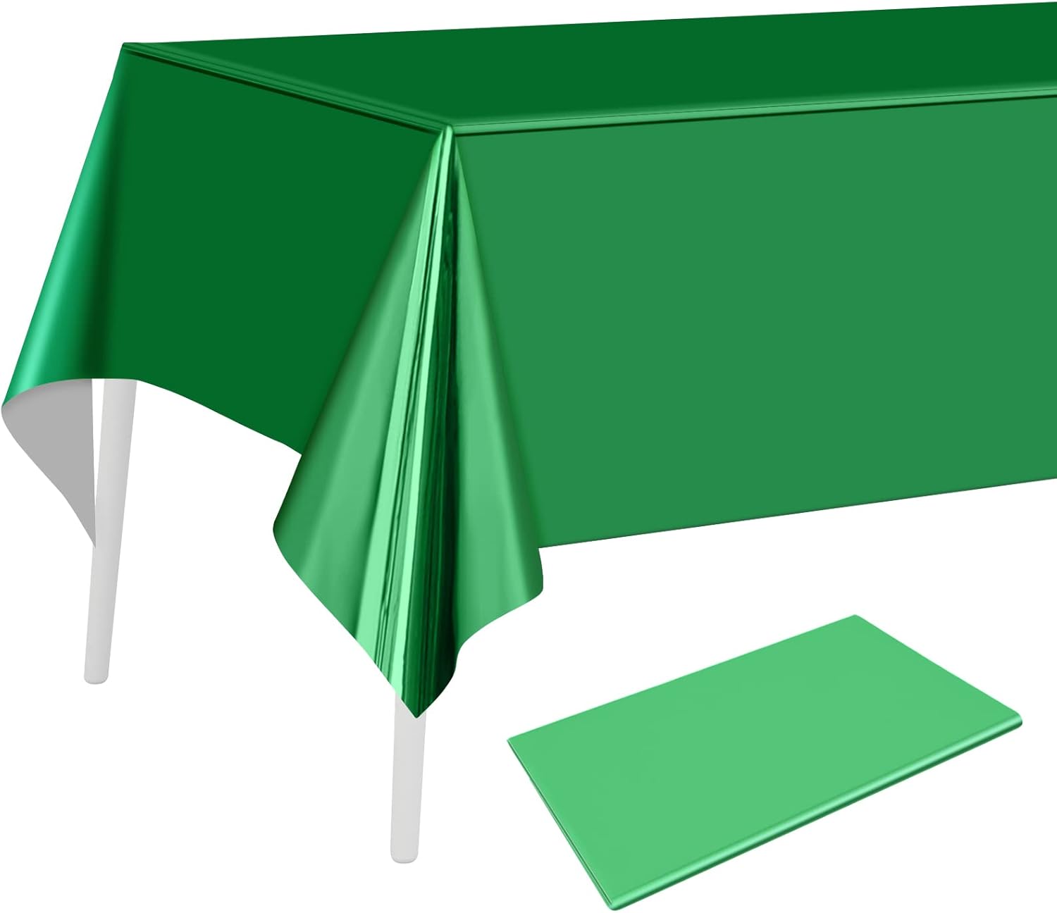 PLULON Green Foil Tablecloth Plastic Table Cover 137 x 274cm Rectangle