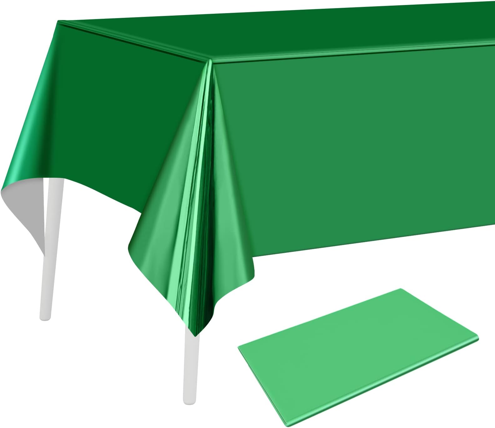 PLULON Green Foil Tablecloth Plastic Table Cover 137 x 274cm Rectangle Metallic Green Table Cover for Wedding Birthday Christmas Party Home Table Decorations Baby Shower Party Supplies