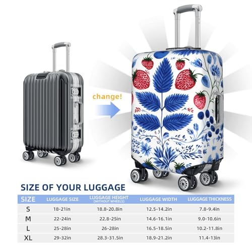Strawberry And Blueberry Elastic Travel Luggage Cover, Washable Spandex Suitcase Protector, Anti-Scratch Fits 18-32 Inch 6