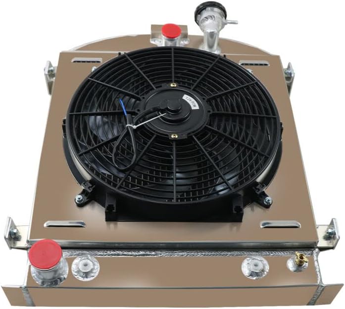4 Row Aluminum Radiator For 1930-1932 Ford Model A/Model B/Sedan Delivery 3.3L l4 GAS 30 31 32 Radiators + Shroud + Fan + Relay