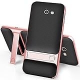 Samsung Galaxy J7 Case,Setber Cross Hatch TPU Back Cover+Colorful Bumper Dual layer 2 in 1 with Kickstand for Galaxy J7 2017/J7 V/J7 Sky Pro/J7 Perx/J7V 2017/J7 Prime(2017 Release)-Rose Gold