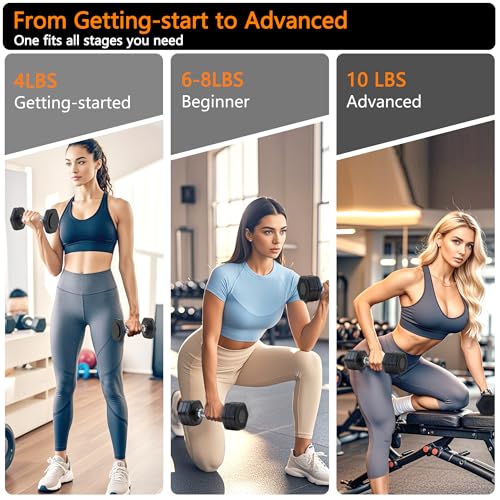 Image of Adjustable Dumbbell Set of 2 Total 20 Lbs 4-in-1 Each 4lb 6lb 8lb 10lb 1s-Adjust Dual-Stable Free Weights for Women Men Home Gym Outdoor Workouts