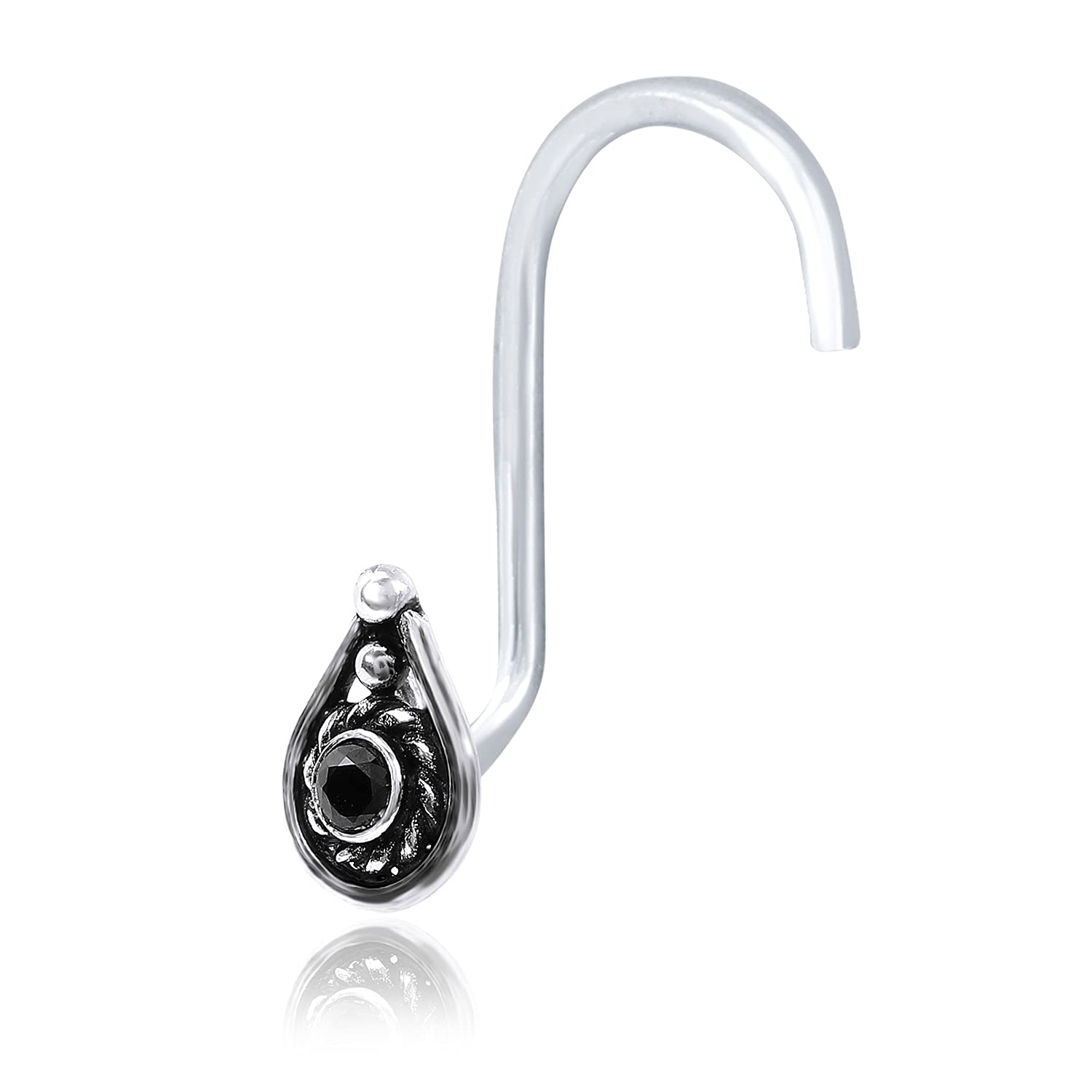 NEMICHAND JEWELS 925 sterling Silver Trendy oxidized nose pin/nose ring/nose stud for womens (SSNP-2) (B0973K76T4) Amazon Price History, Amazon Price Tracker