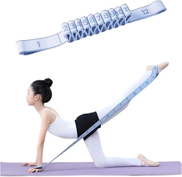 Ballet Stretch Band, 12 Adjustable Yoga Stretch Strap, Leg Stretch Band, Lumbar Stretch Band, Equipment for Yoga, Dance, Gymnastics, Ballet, Taekwondo, Exercise, Muscle Strength, Pilates, Health, Diet, Unisex