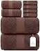 White Classic Luxury Brown Bath Towel Set - Combed Cotton Hotel Quality Absorbent 8 Piece Towels | 2 Bath Towels | 2 Hand Towels | 4 Washcloths [Worth $72.95] 8 Pack | Brown