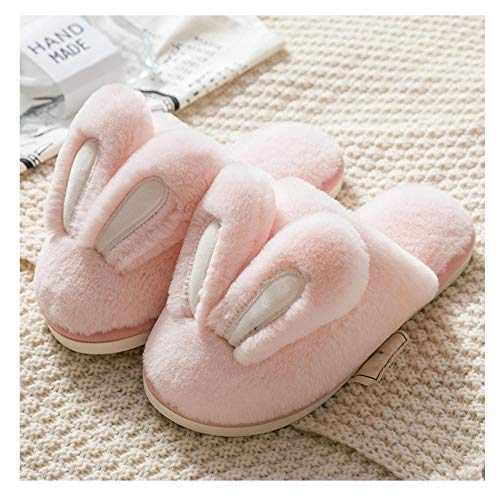 Preisvergleich Produktbild Neue Art Baumwolle Hausschuhe Weiblich Niedlich Cartoon Hasenohren Tasche Ferse Paare Plüsch Männer und Frauen Winterhaus Haushalt Schuhe Warm House Hausschuhe-Grün_35-36Eu