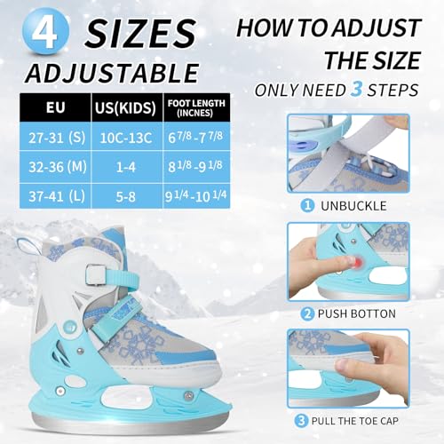 Nattork Blue Ice Skates For Kids, Boys And Girls, Hockey