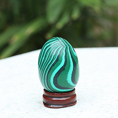 2 Inches Malachite Gemstone Carved Eggs Polished Botryoidal Quartz Reiki Crafts Crystal With Wood Stand #TOP1