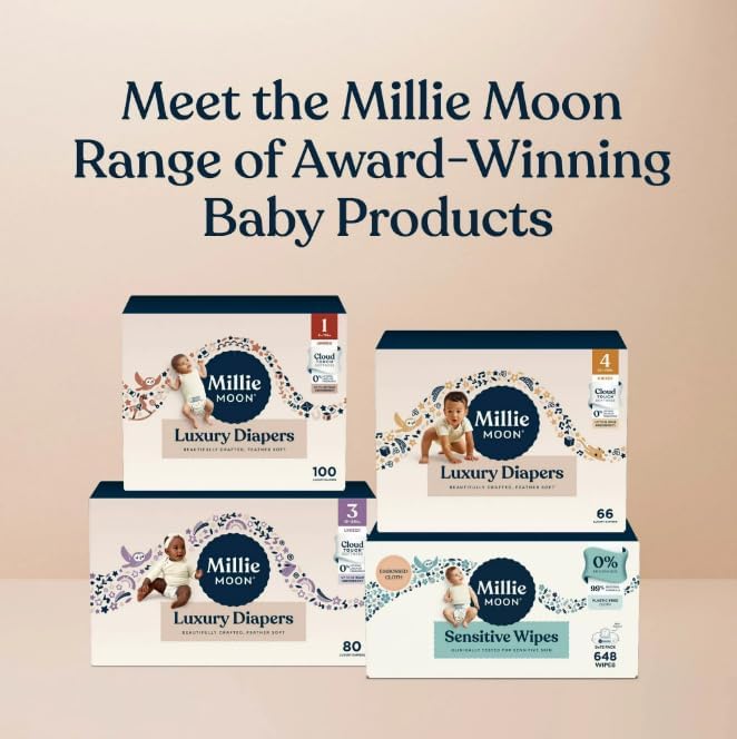 Millie Moon Luxury Diapers (Size-1 and Count-100) Diaper Weight Range: 6 to 11 lbs(Pack of 1)