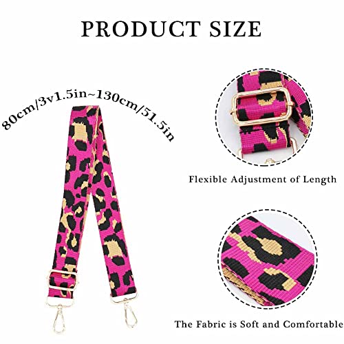 Image of Womens Girls Crossbody Straps for Purses Pink Leopard Print Adjustable Guitar Strap for Handbags
