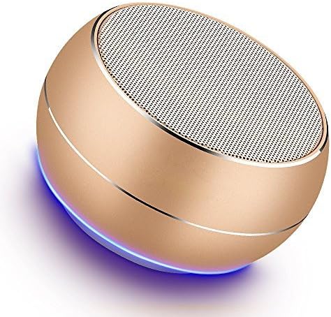 Portable Bluetooth Speakers-Lenrue Mini Wireless Outdoor Rechargeable Speakers with LED,Built-in-Mic,Handsfree Call,AUX Line,TF Card,HD Stereo Sound and Bass for iPhone Ipad Android Phone (Gold)
