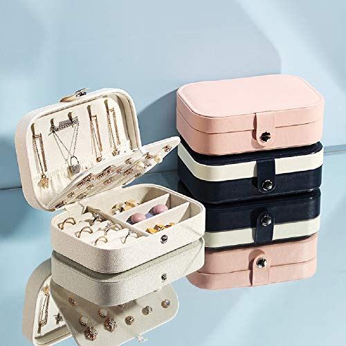 Image of Jewelry Box, Double Layer Travel Jewelry Organizer for Necklace Earring Rings Jewelry Case Holder for Women