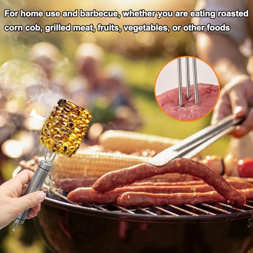 4 Pcs Corn On The Cob Skewers, Corn Cob Holders, Stainless Steel, Hanging, Reusable, Functional Kitchen Tool for Daily Dining, Picnics, Barbecues, Parties - Image 6