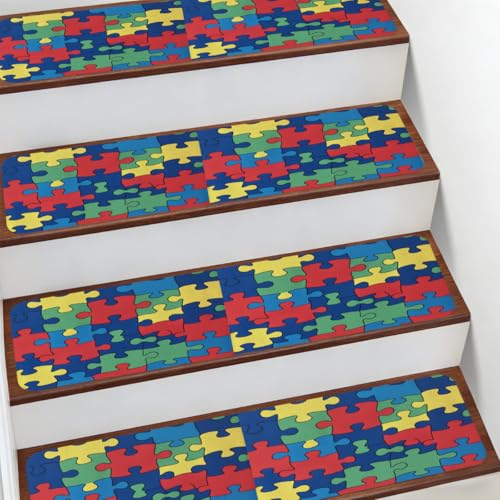 Alfombra antideslizante suave para escaleras interiores, pack de 15 piezas coloridas para niños 2