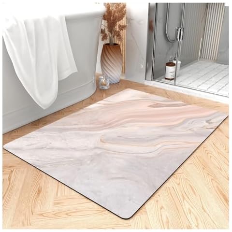 MiZuH Stone Bath Mat Diatomaceous Earth Bath Mat Super Absorbent Diatomite Stone Bath Mats for Bathroom Quick-Drying Non-Slip Bath Stone Mat Easy to Clean Stone Shower Mat,3 x 5ft Cover