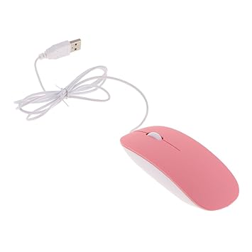 NYLSA Ultra Thin Slim USB Optical Wired Mouse for PC Laptop Windows MacBook-Pink