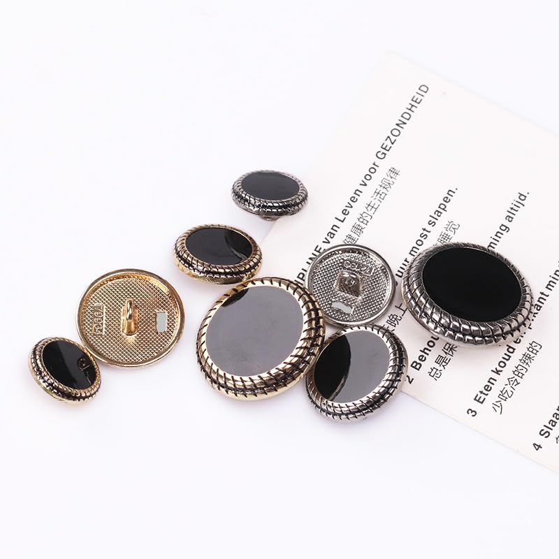 Metalowe guziki do płaszczy, 20 szt. Modnych okrągłych guzików na ubrania, swetry rozpinane, płaszcze, projekty rękodzielnicze(Golden edge black,25 mm)