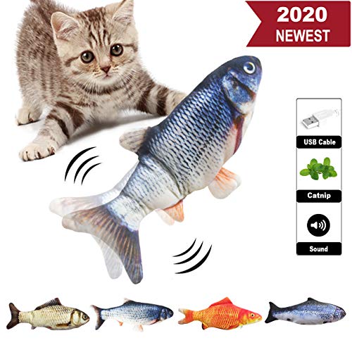 Senneny Electric Moving Fish Cat Toy, Realistic Plush Simulation Electric Wagging Fish Cat