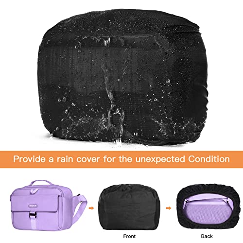 Bolso para cámara con bandolera y cubierta impermeable morado miniatura 5