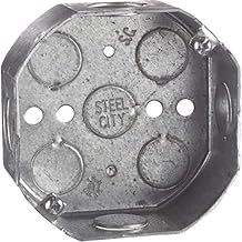 Steel City 541511/23/4 Octagon Box, 15.8 Cubic Inches, 1/2 Inch and 3/4 Inch Knockouts, Pre-Galvanized Steel, Drawn Construction, for use with Conduit