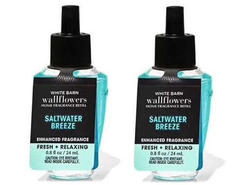 White Barn BBW Bath and Body Works SALTWATER BREEZE Wallflowers Home Fragrance Refill Bulbs - Set Of 2, Full Size