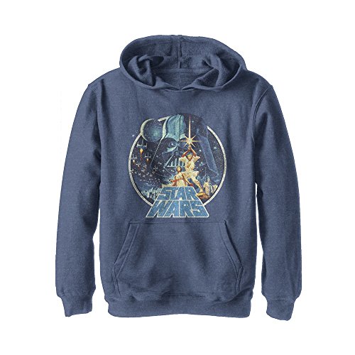STAR WARS unisex child Star Wars Vintage Victory Complete Youth Pullover Hoodie Hooded Sweatshirt, Navy Blue Heather, Medium US by STAR WARS - Used condition - US$29.46