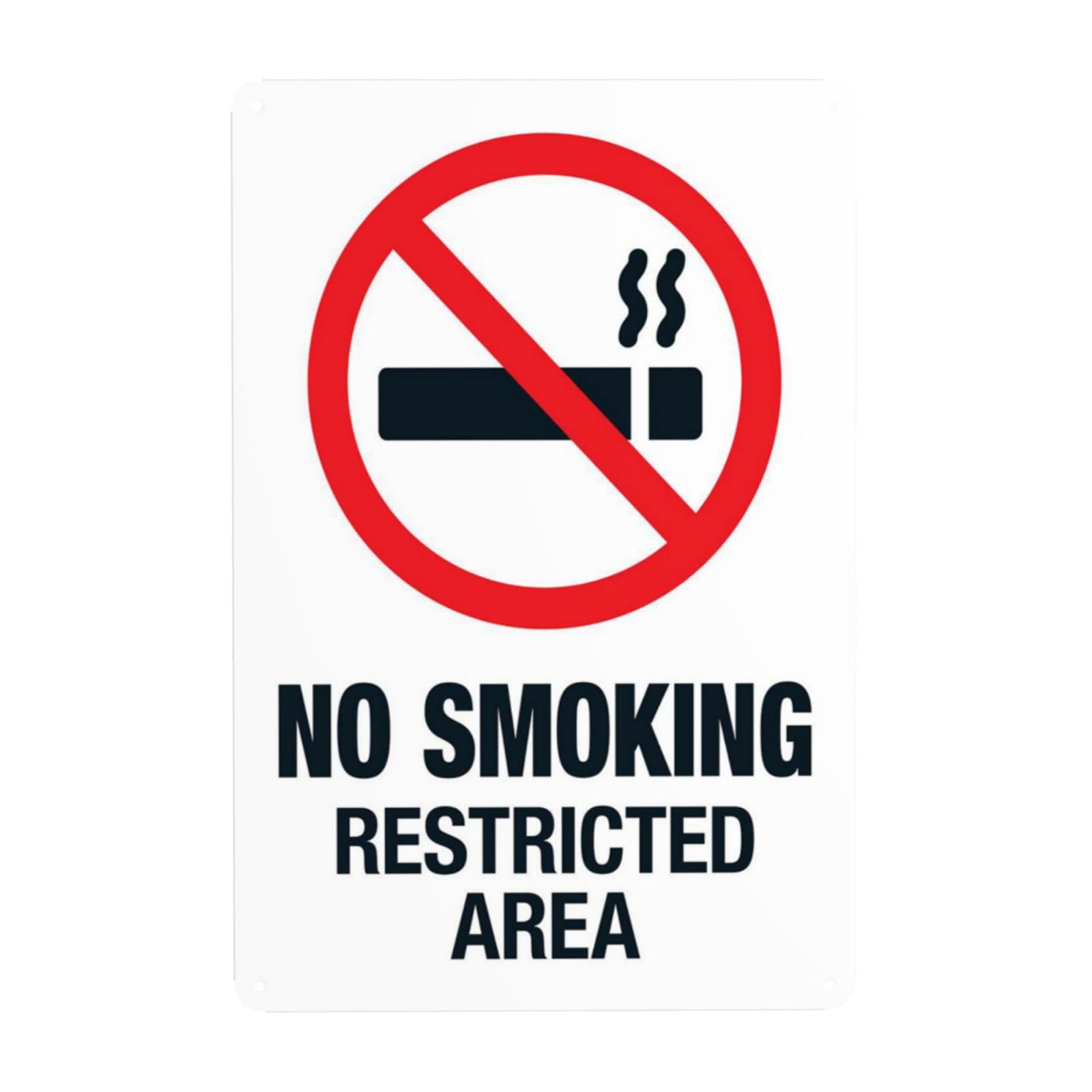 Vintage Metal Tin Sign, No Smoking Restricted Area Warning Wall Decor, 8x12 Inch