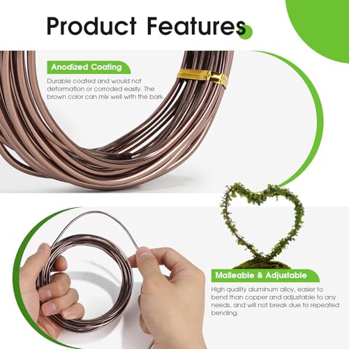 SUPAWAY Craft Wire for Bonsai Aluminium Bonsai Training Wire for Attaching Plants Anodised Aluminium Bonsai Wire 5 Rolls with 5 Sizes (1/1.5/2/2.5/3 mm) - Image 3