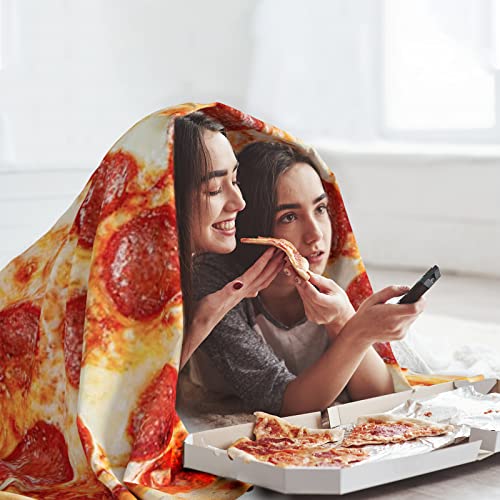 QiyI Double Sided Giant Pizza Blanket for Adults and Kids - 60" Round Novelty Food Throw, Warm Soft Tortilla Design, Funny Gift