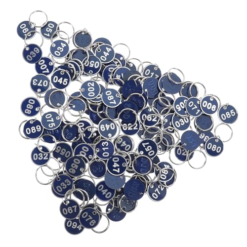 Etiquetas de llave de aluminio PRETYZOOM con 100 piezas numeradas azules