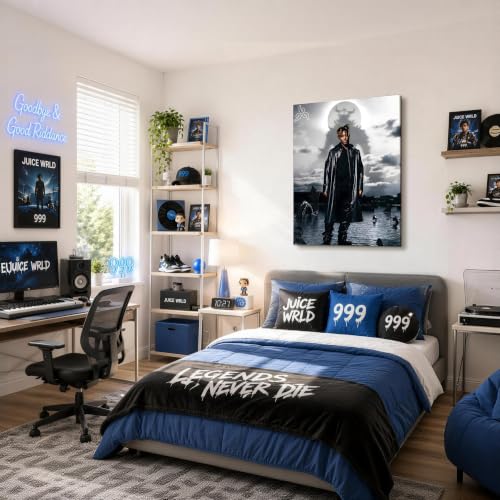 Image of Juice WRLD Canvas Wall Art, Rapper Collage Poster Print, Hip Hop Music Artwork for Bedroom Studio Gaming Room Decor, Vibrant Album Cover Picture Print Framed Music Wall Painting 20X24 inch