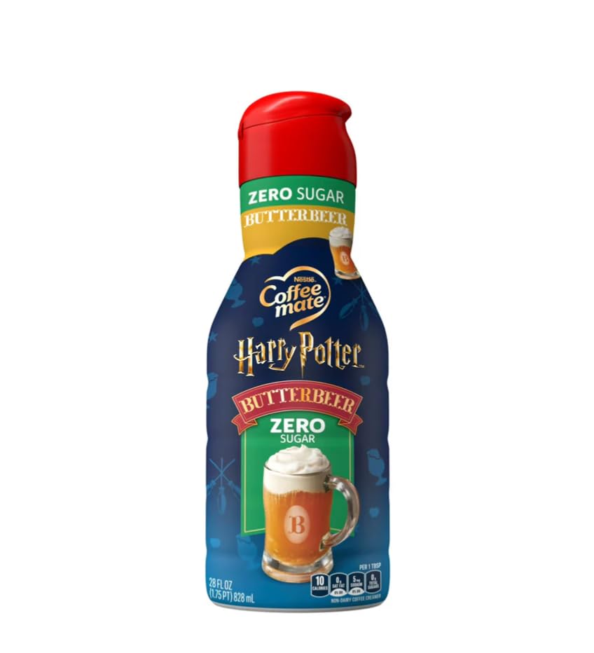 Coffee Mate Harry Potter Butterbeer Flavored Creamer, Zero Sugar Liquid Coffee Creamer 28 fl oz