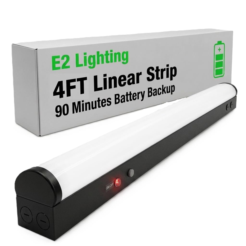 Photo 1 of E2 LIGHTING 4 Ft LED Strip Light, Black Linear Shop Light