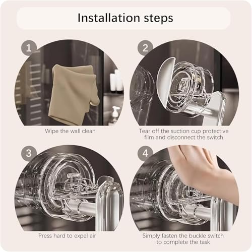 Image of ELMVIA Plastic Suction Cup Handle Glass Door and Window Handles Bathroom Sliding Door Handles Refrigerator Door Handles Cabinet for Home Decor (3 Pack)