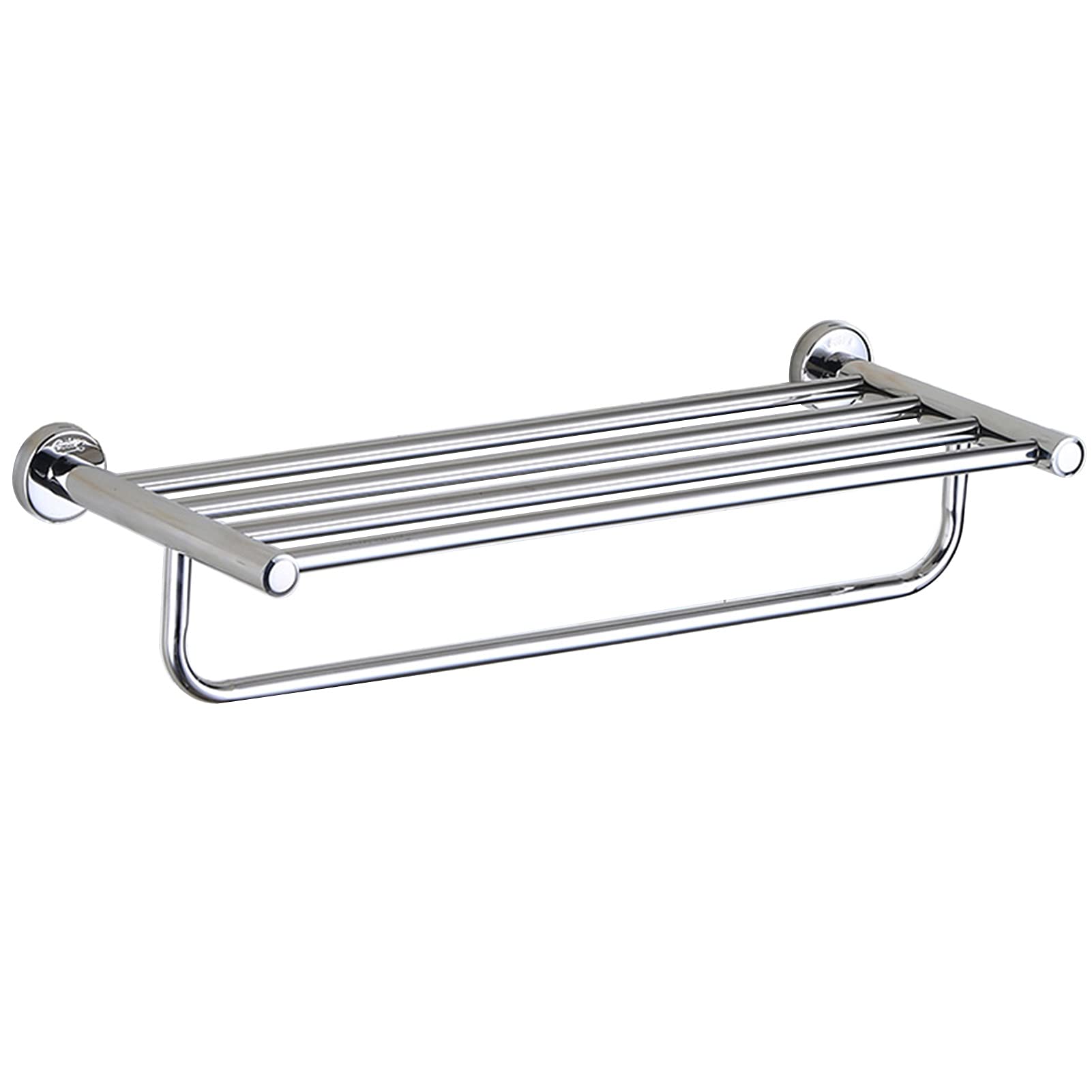 LMYSXAOZ European Style Round Base Towel Shelf, Wall Mounted SUS 304 Stainless Steel Storage Shelves, 40cm-80cm, for Bathroom Hardware and Kitchen Silver Rack Holder, Polished Finish (Size : 70cm)