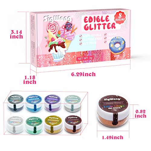 Edible Glitter Set, Sprinkles Edible Glitter For Drinks, 8 Colors Prism Powder Edible Glitter Dust For Wines, Beer, Cocktail, Strawberries, Cakes, Cupcakes, Chocolate - 3G/Bottle #TOP5