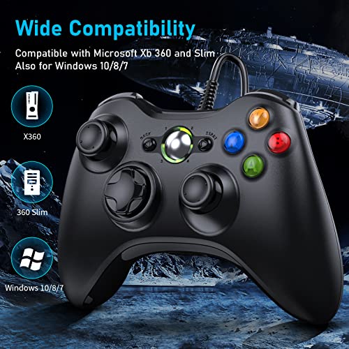 Etpark X-Box 360 Controller Wired, Gamepad Controller With Wired Usb For Microsoft X-Box 360 & Slim Console And Pc Windows Xp/7/8/10, With Upgraded Joystick, Black #TOP1