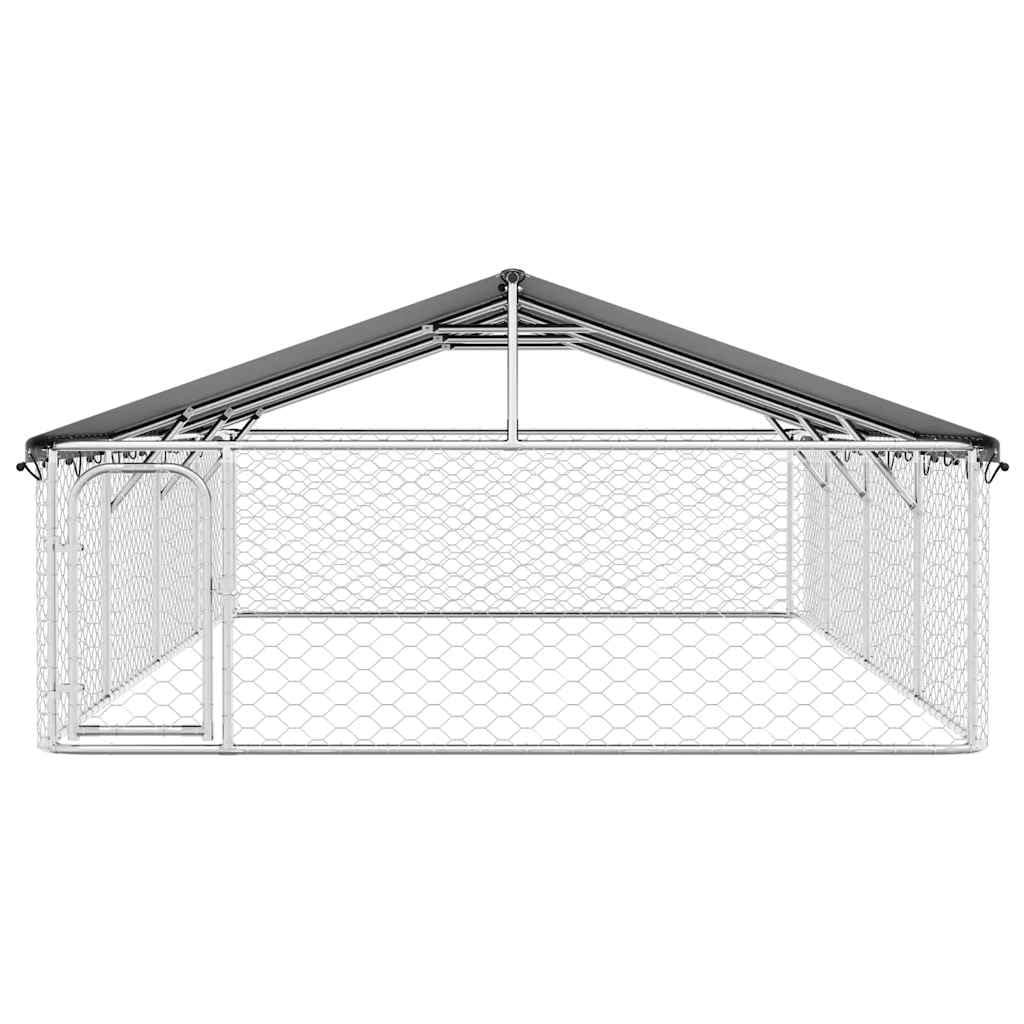 Perrera para perros al aire libre con techo de acero galvanizado 600 x 300 x 150 cm, con cierre, resistente a la intemperie, protección segura y parque infantil para cachorros y perros en el