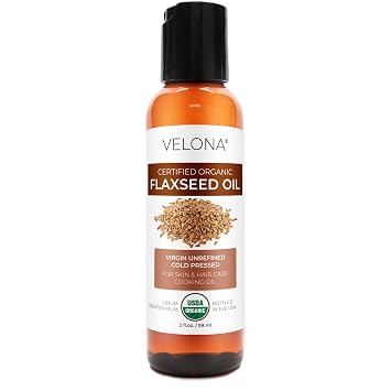 velona USDA Certified Organic Flaxseed Oil - 2 Fl Oz | 100% Pure and Natural Carrier Oil | Unrefined, Cold Pressed |Body, Face & Skin Care | Use Today - Enjoy Results...